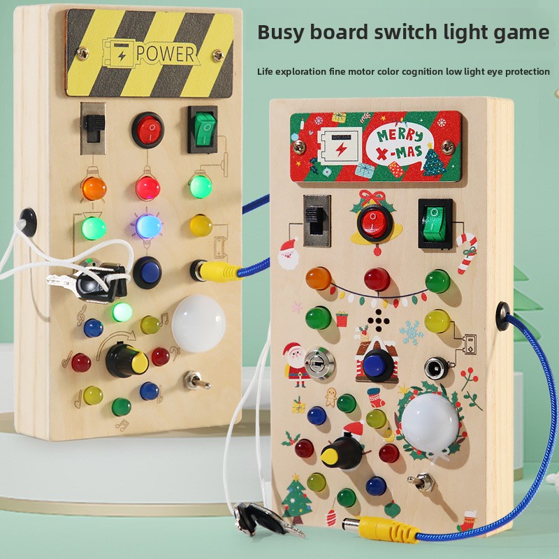 Montessori Wooden Busy Board Toddler - لوحة أنشطة تعليمية مستوحاة من مونتيسوري
