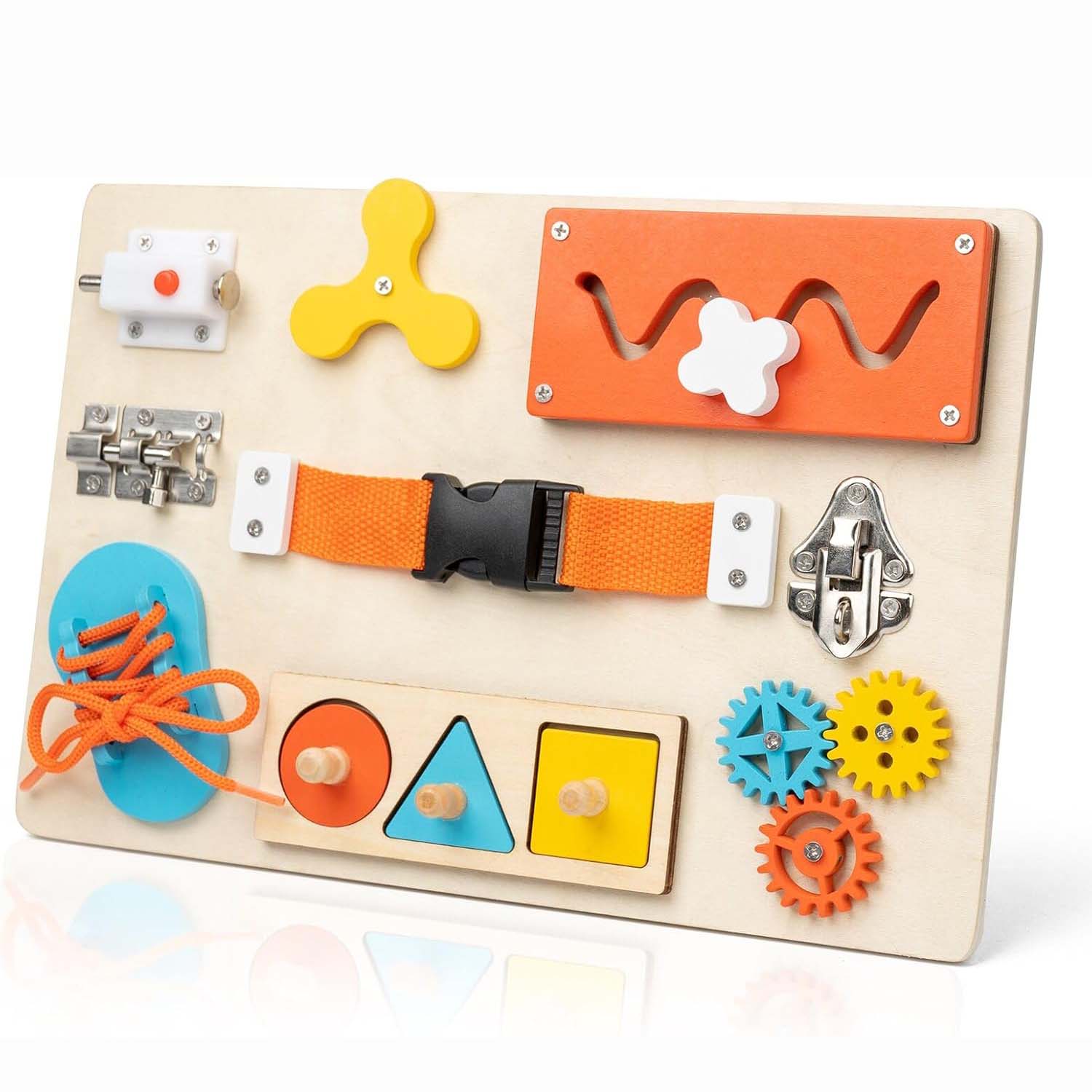 Montessori Wooden Busy Board Toddler - لوحة مونتيسوري المزدحمة للأطفال الصغار، لوحة