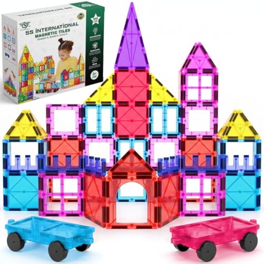 مجموعة بناء مغناطيسية من 100 ق - مراجعة Magnetic Building Tiles Set 100Pcs وسعره
