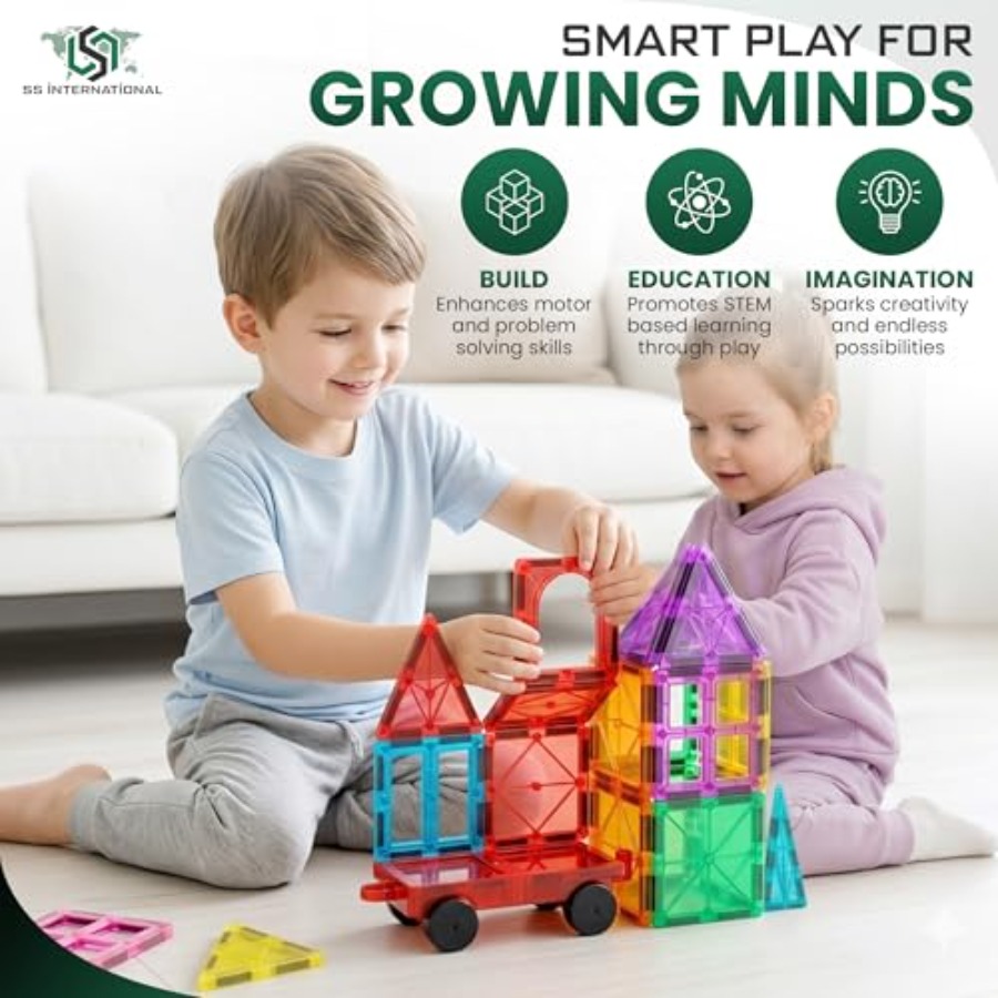 مجموعة بناء مغناطيسية من 100 ق - مراجعة Magnetic Building Tiles Set 100Pcs وسعره