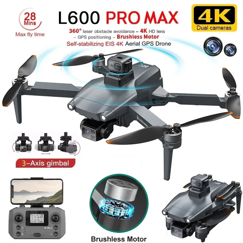 L600 PRO MAX GPS الطائرة بدون  - مراجعة Fpv Brushless Rc Drone 4K وسعره